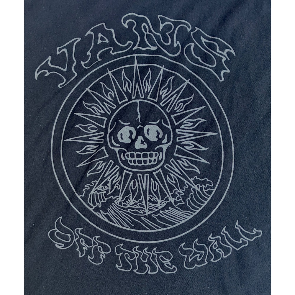 Vans Off The Wall T-Shirt Mens Graphic Skull Sun Wave Black Short Sleeve